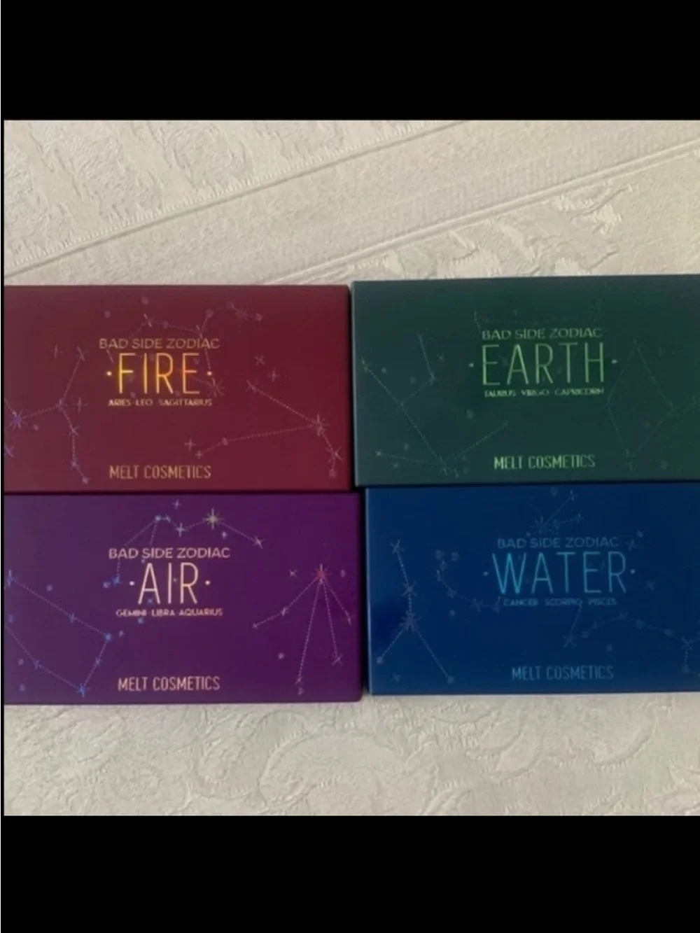 Melt Cosmetics Bad Side Zodiac Eyeshadow Palette Bundle Set Air Fire Water Earth